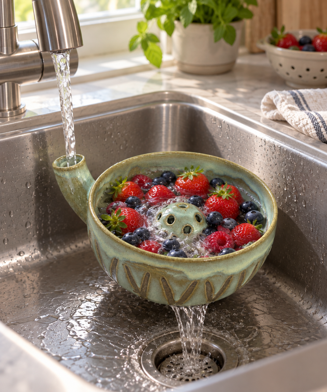 Berry Bowl Nedir? Suyun Akışıyla Meyveleri Yıkayan Seramik Kase