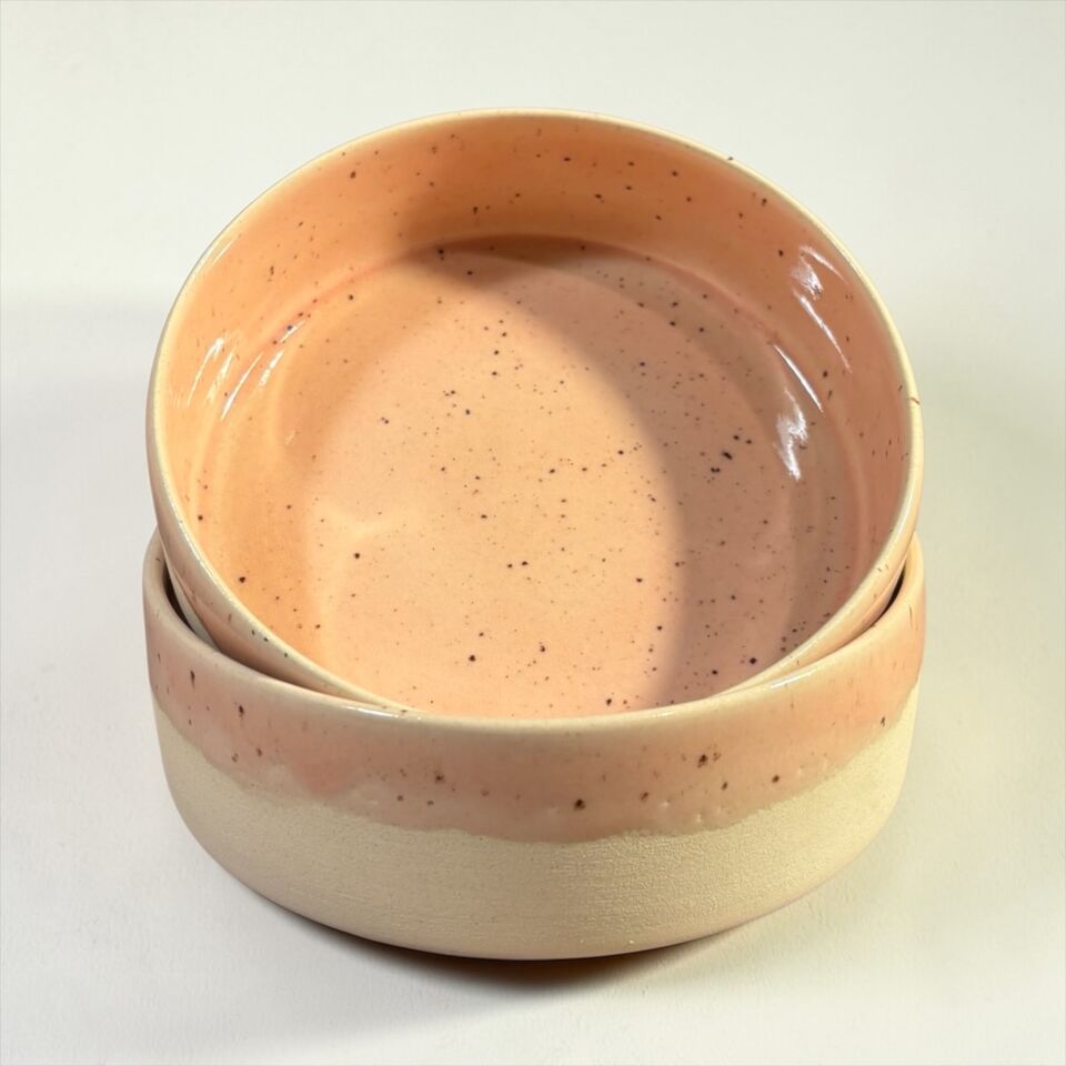 El Yapımı Stoneware Seramik Mama & Su Kase Seti