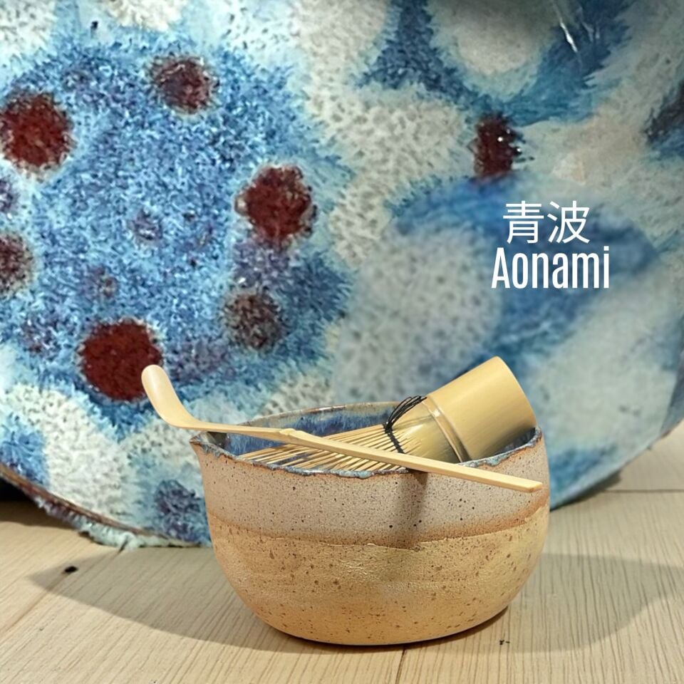 El Yapımı Stoneware Matcha Kasesi (Chawan) - Aonami