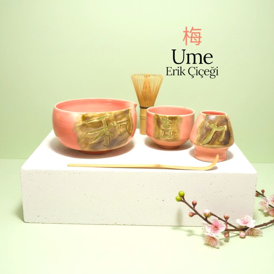 El Yapımı Matcha Seremoni Seti (3 Parça) - Ume  – Erik Çiçeği