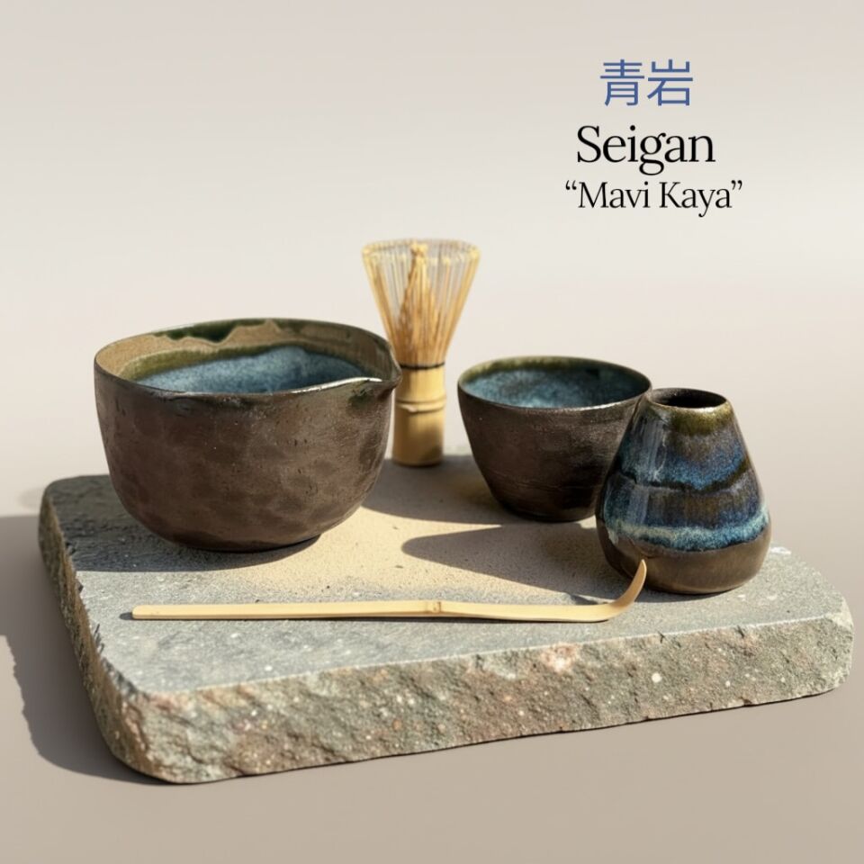 El Yapımı Matcha Seti (3 Parça) - Seigan – Mavi Kaya