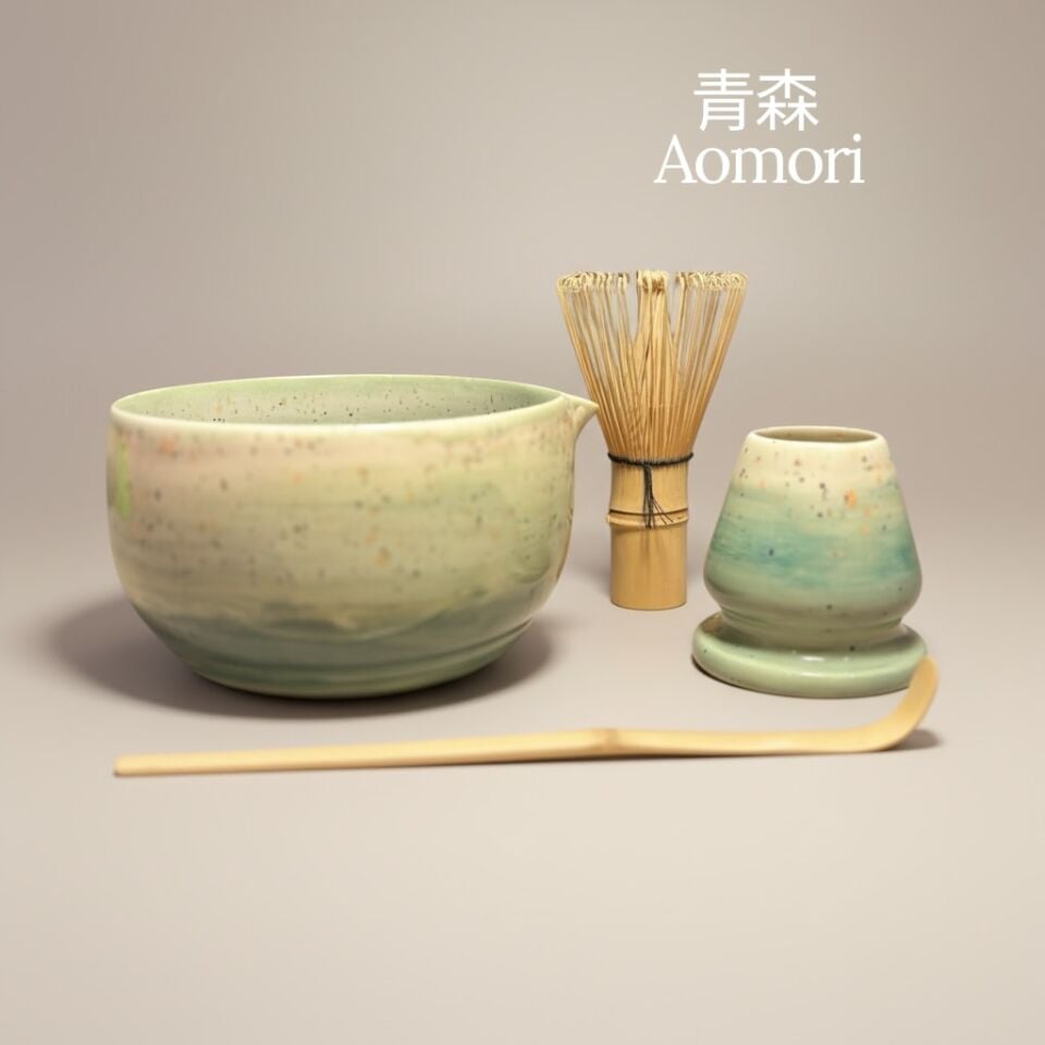 El Yapımı Matcha Seti (2 Parça) - Aomori - Yeşilin Derinliği
