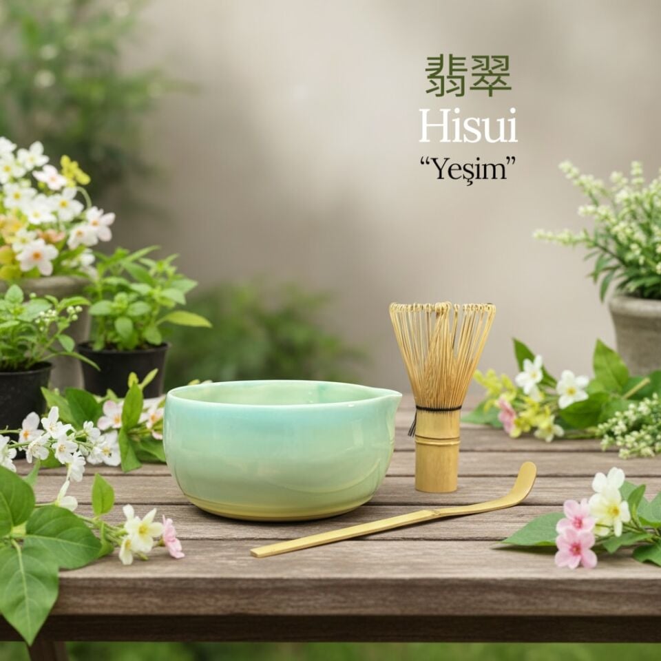 El Yapımı Matcha Kasesi (Chawan) - Hisui - Yeşim