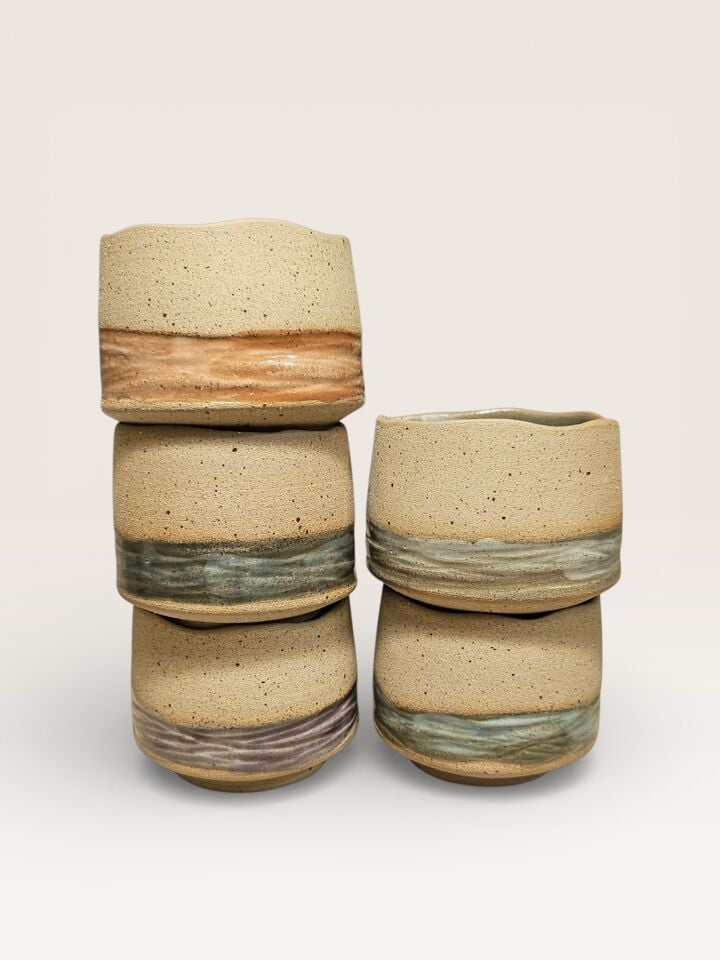 5’li El Yapımı Stoneware Bardak Seti