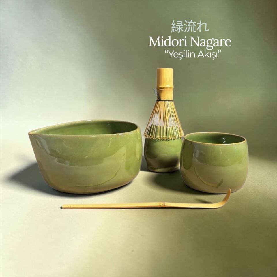 El Yapımı Matcha Seremoni Seti (3 Parça) – Midori Nagare - Yeşil Akış