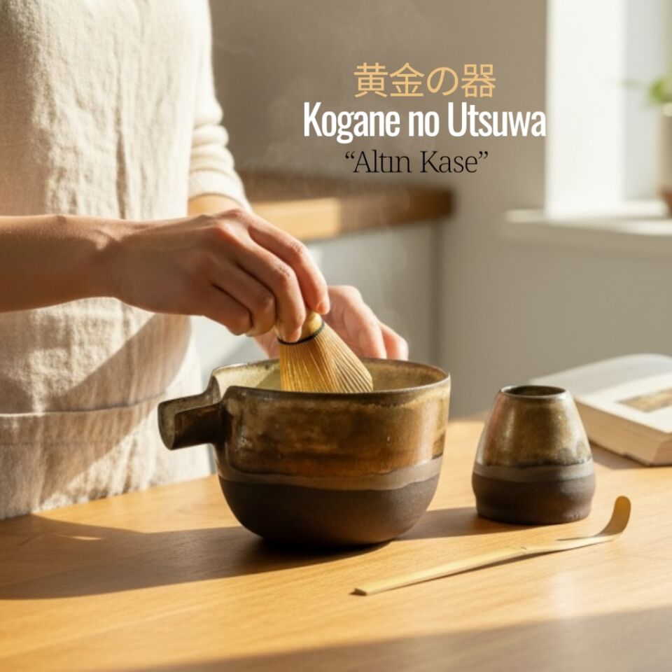 El Yapımı Matcha Seremoni Seti (2 Parça) – Kogane no Utsuwa - Altın Kap