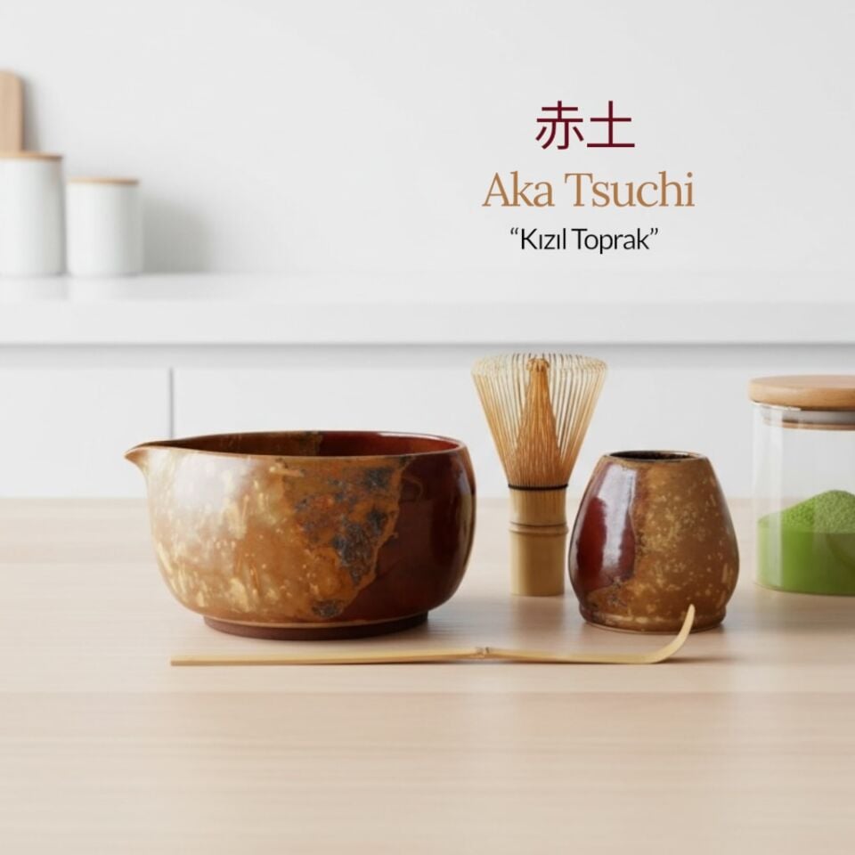 El Yapımı Matcha Seremoni Seti (2 Parça) – Aka Tsuchi - Kızıl Toprak