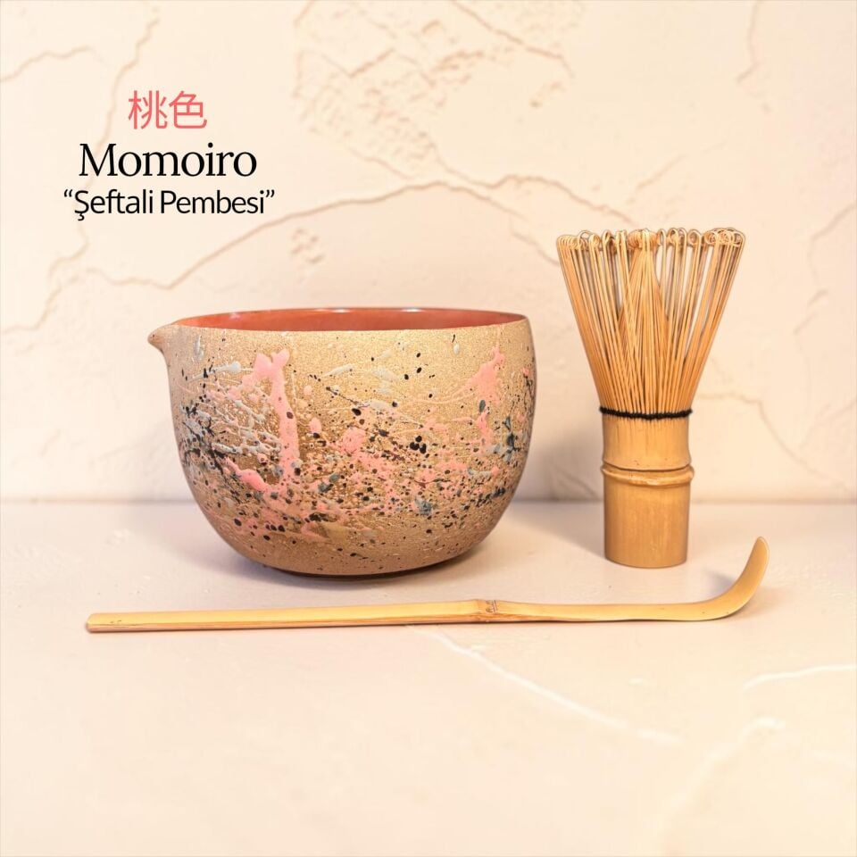 El Yapımı Matcha Kasesi (Chawan) – Momoiro - Şeftali Tonu