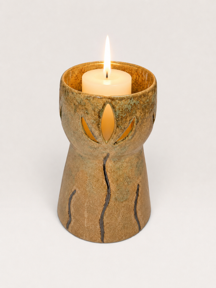 El Yapımı Stoneware Mumluk