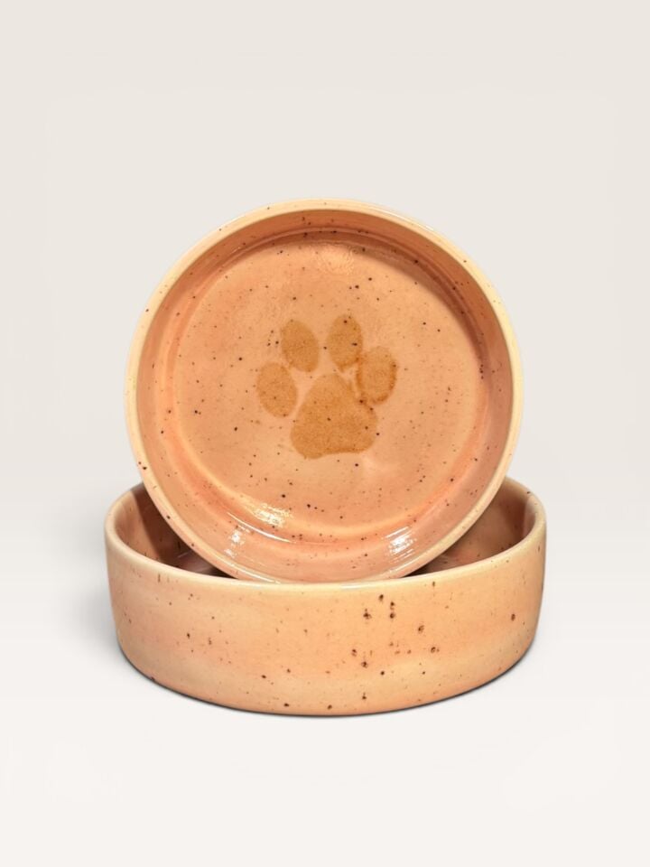 El Yapımı 2’li Seramik Mama ve Su Kabı Seti – Blush Duo